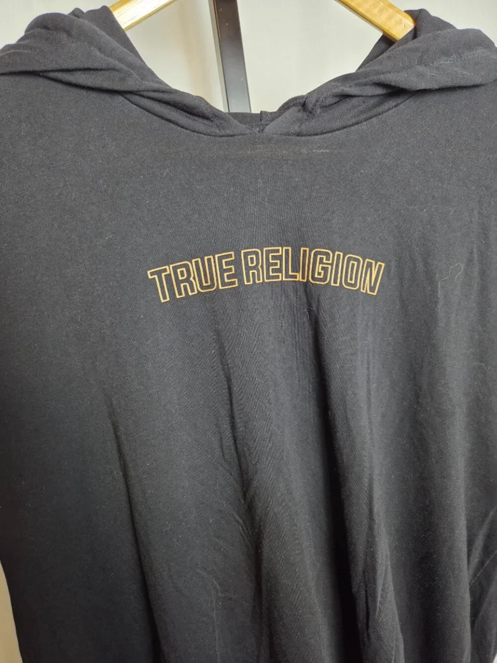 True Religion Men's XL Black Buddha Graphic Logo Pullover Hoodie Long Sleeve